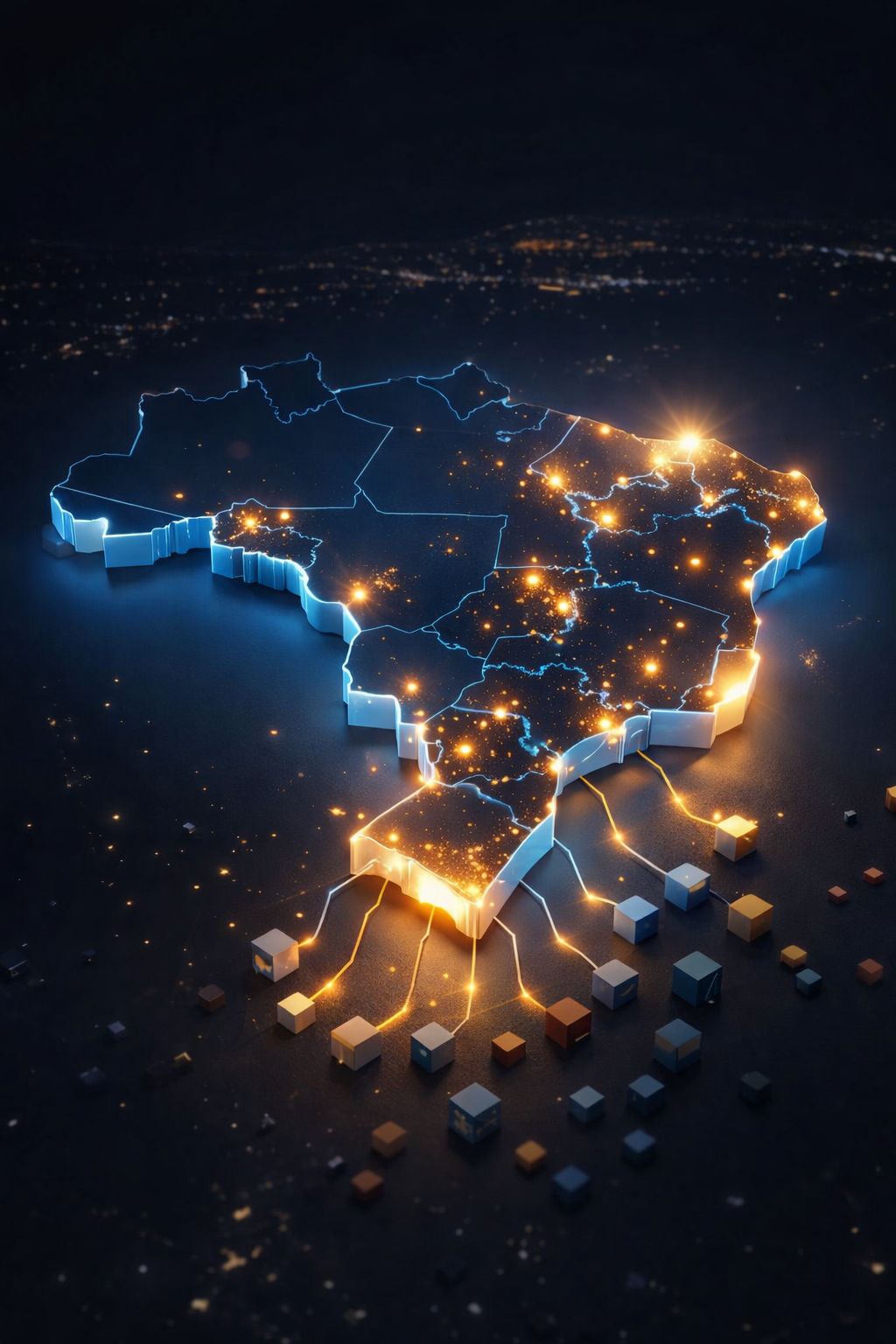 Mapa do Brasil com pontos iluminados