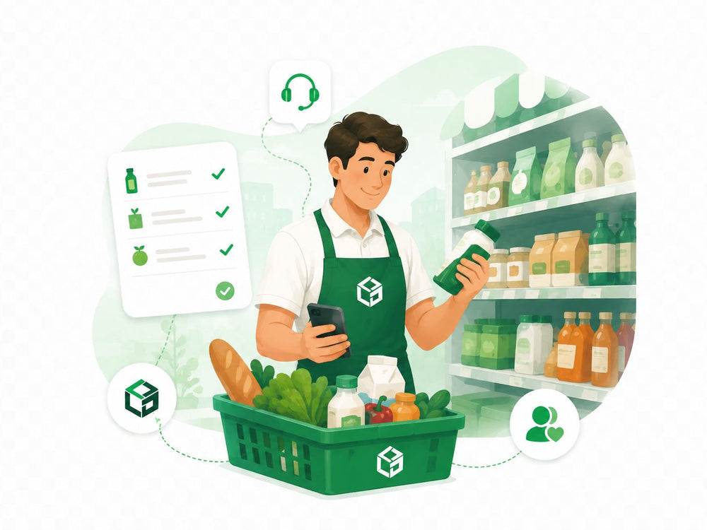 Shopper INOBOX segurando produtos